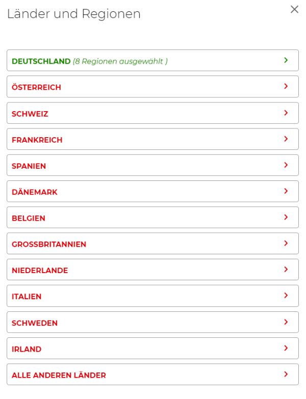 Parship Länderauswahl