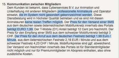 Auszug aus den Affaire.com AGB