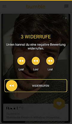 Wischgeste bei Bumble zurücknehmen