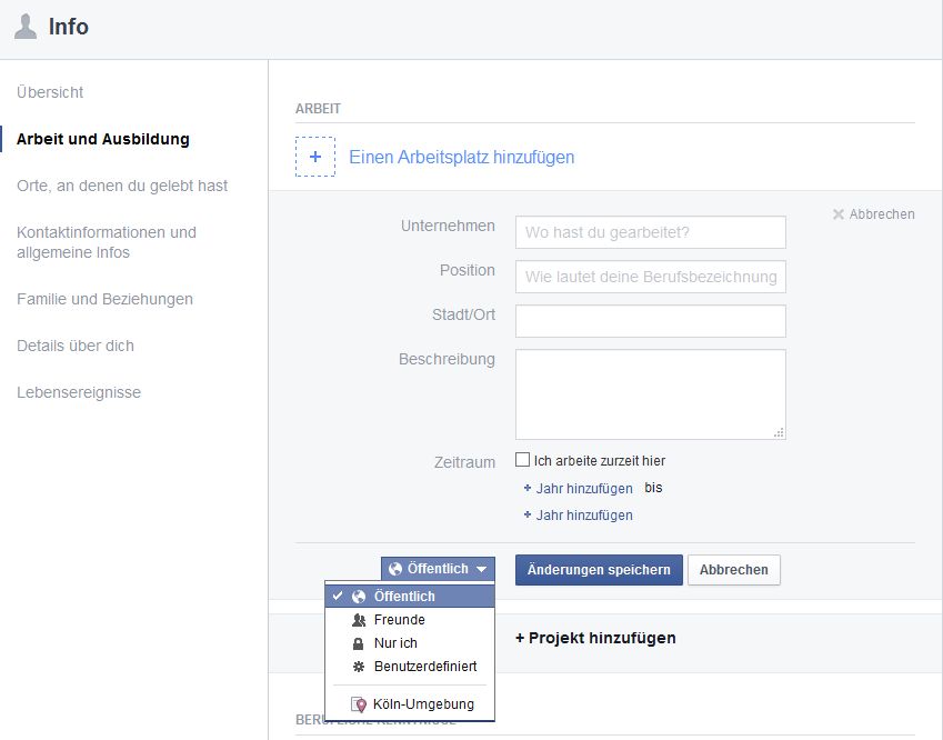 Facebook Einstellungen