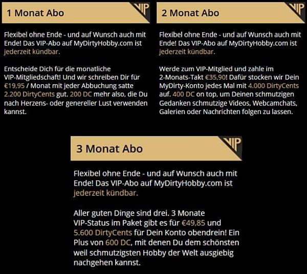 VIP Mitgliedschaft beiMyDirtyHobby