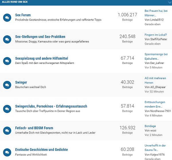 forum uebersicht themen bei poppen.de