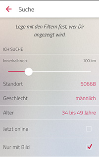 Single.de Flirt App Suchfunktionen