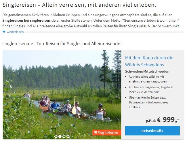 Urlaub in der Gruppe bei Singlereisen.de