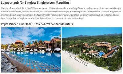 singlereise mauritius