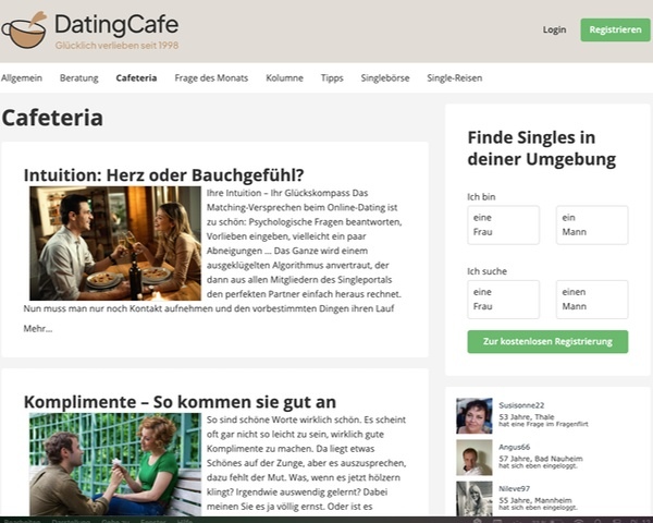 Die beliebte DatingCafe-Cafeteria