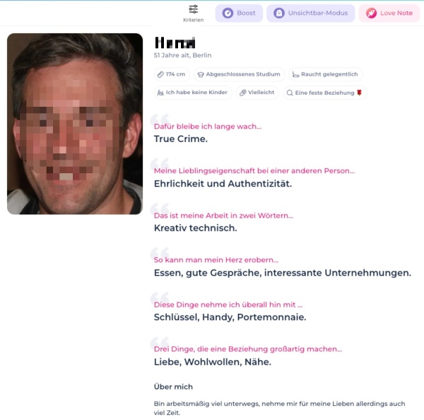 LoveScout24: Ein Beispielprofil
